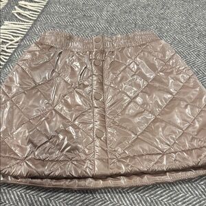 Athleta Shiny Quilted Brown Mini Skirt -fleece inside NWOT (never worn/washed)
